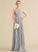 A-Line Pleated ScoopNeck Embellishment Floor-Length Silhouette Length Neckline Fabric Tiffany Natural Waist Spaghetti Staps