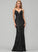 Sequins Satin V-neck With A-Line Andrea Floor-Length Prom Dresses
