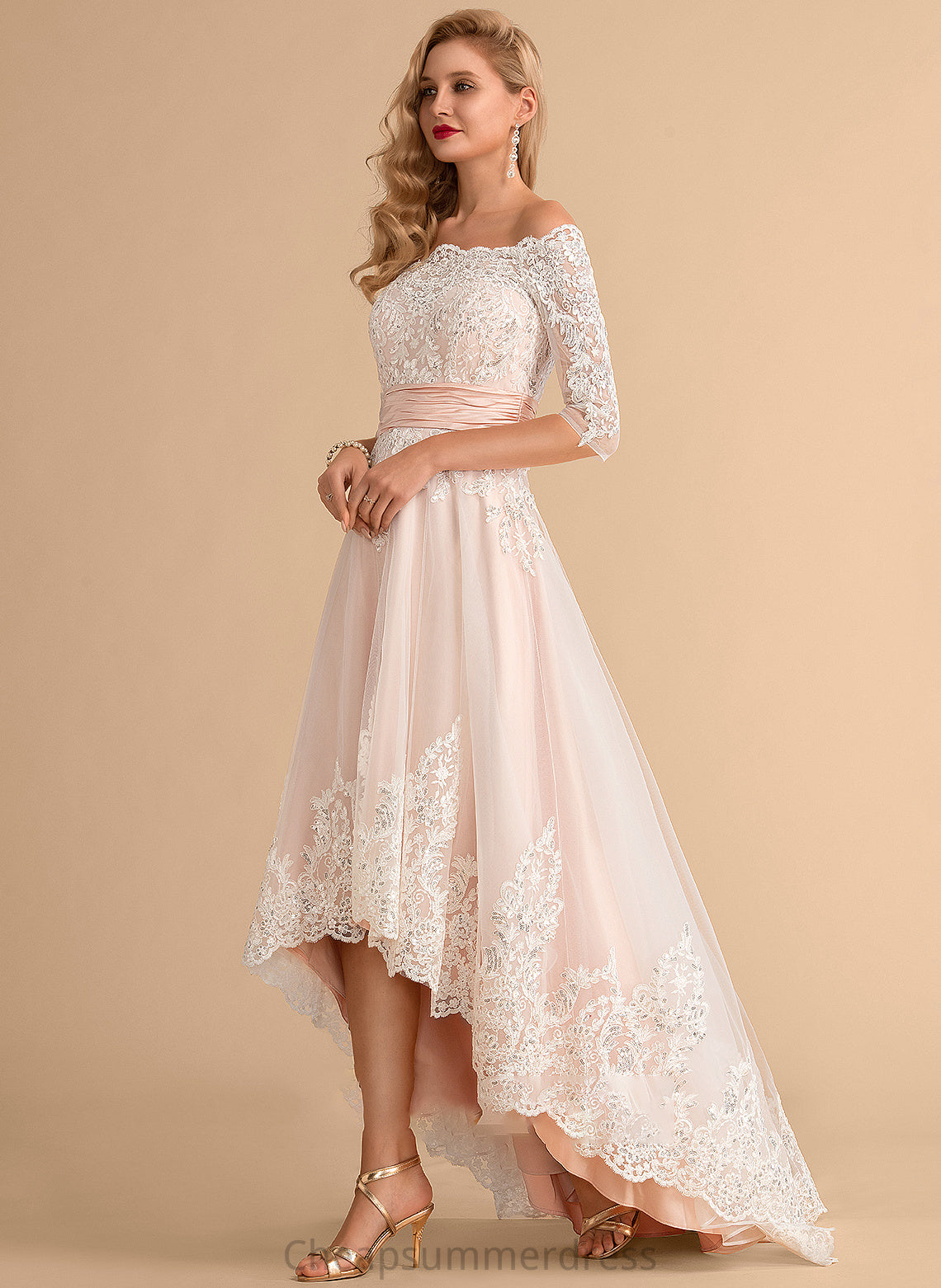 Asymmetrical Satin Lace Sequins A-Line With Marlee Tulle Wedding Dresses Wedding Dress