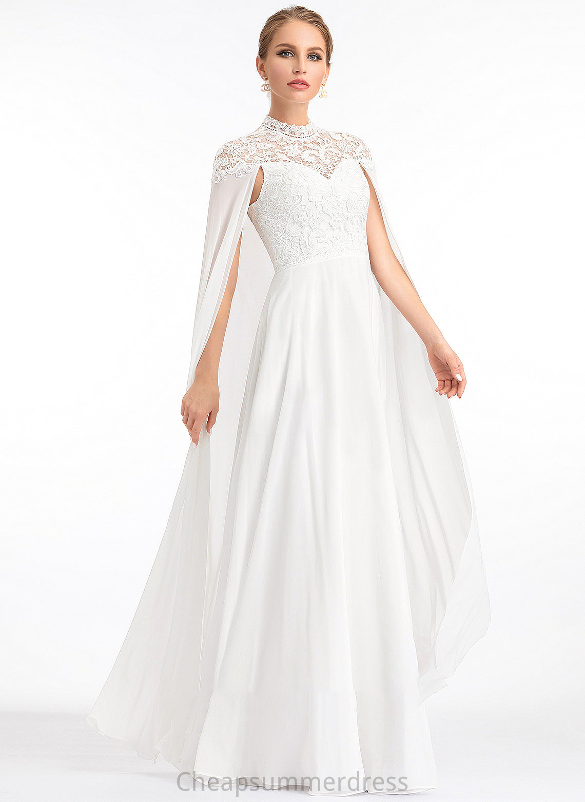 High A-Line Wedding Dresses Dress Wedding Abby Neck Floor-Length Chiffon