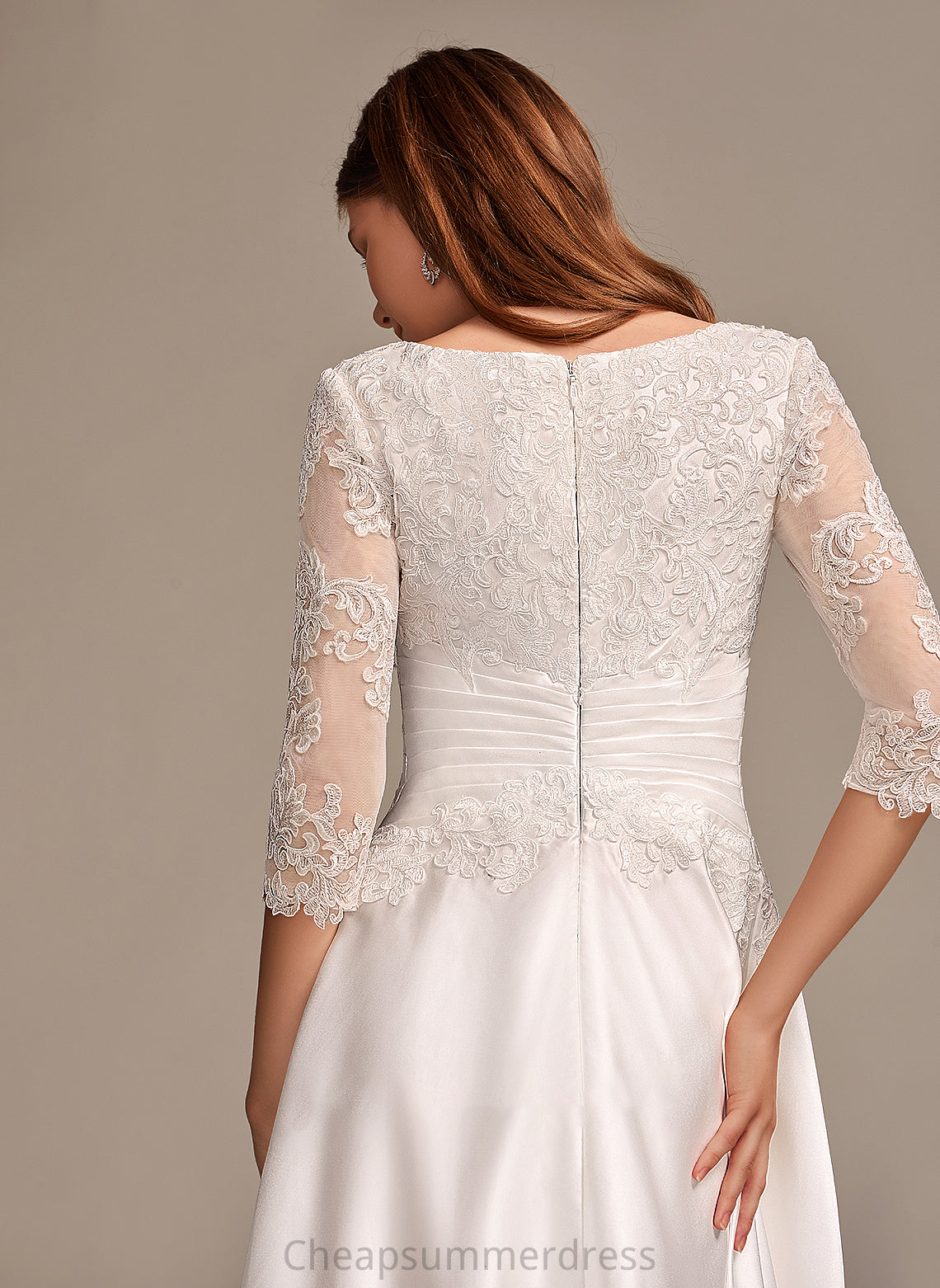 Wedding Dresses With Arianna Wedding Scoop Dress Neck Tea-Length Pockets A-Line