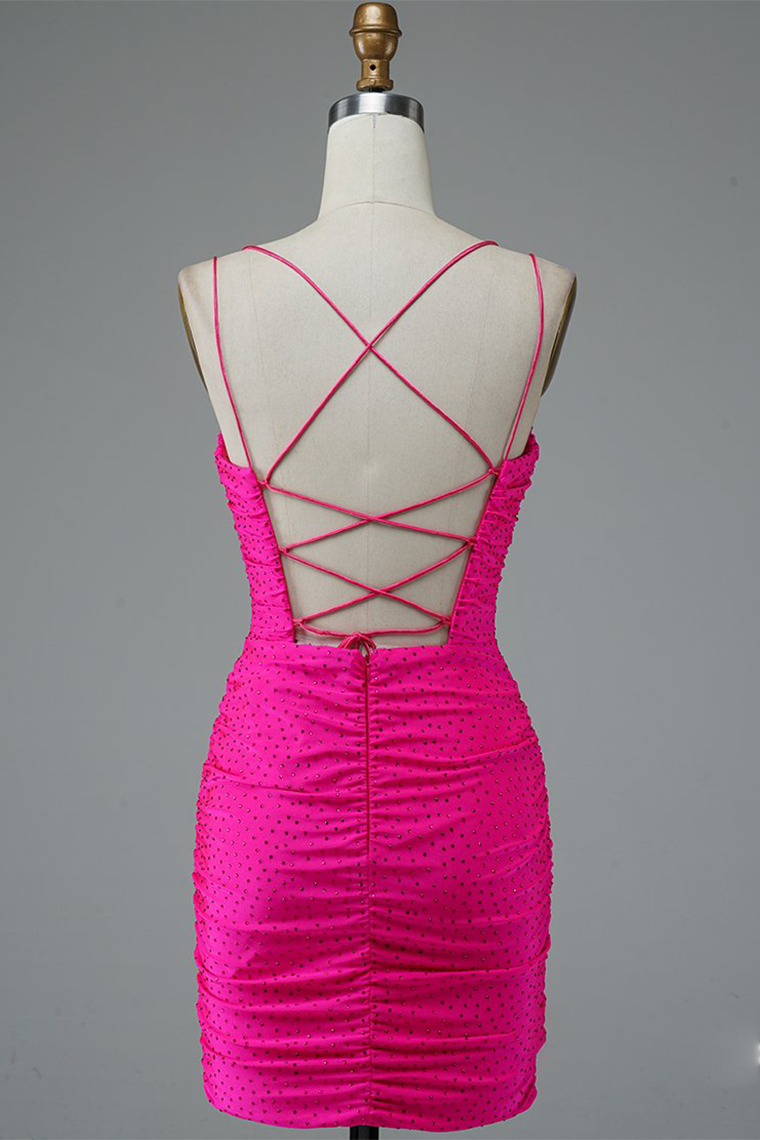Up Spaghetti Straps Short Party Pink Lace Greta Homecoming Dresses Dress