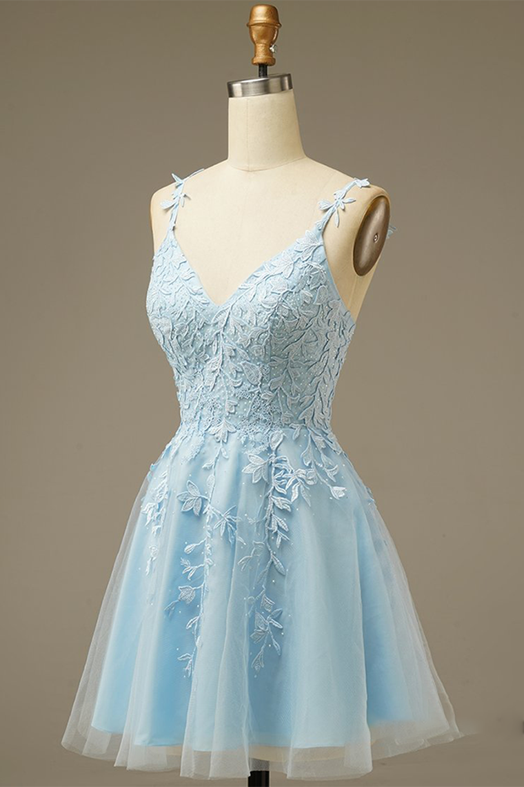 Blue With Homecoming Dresses Liz Appliques