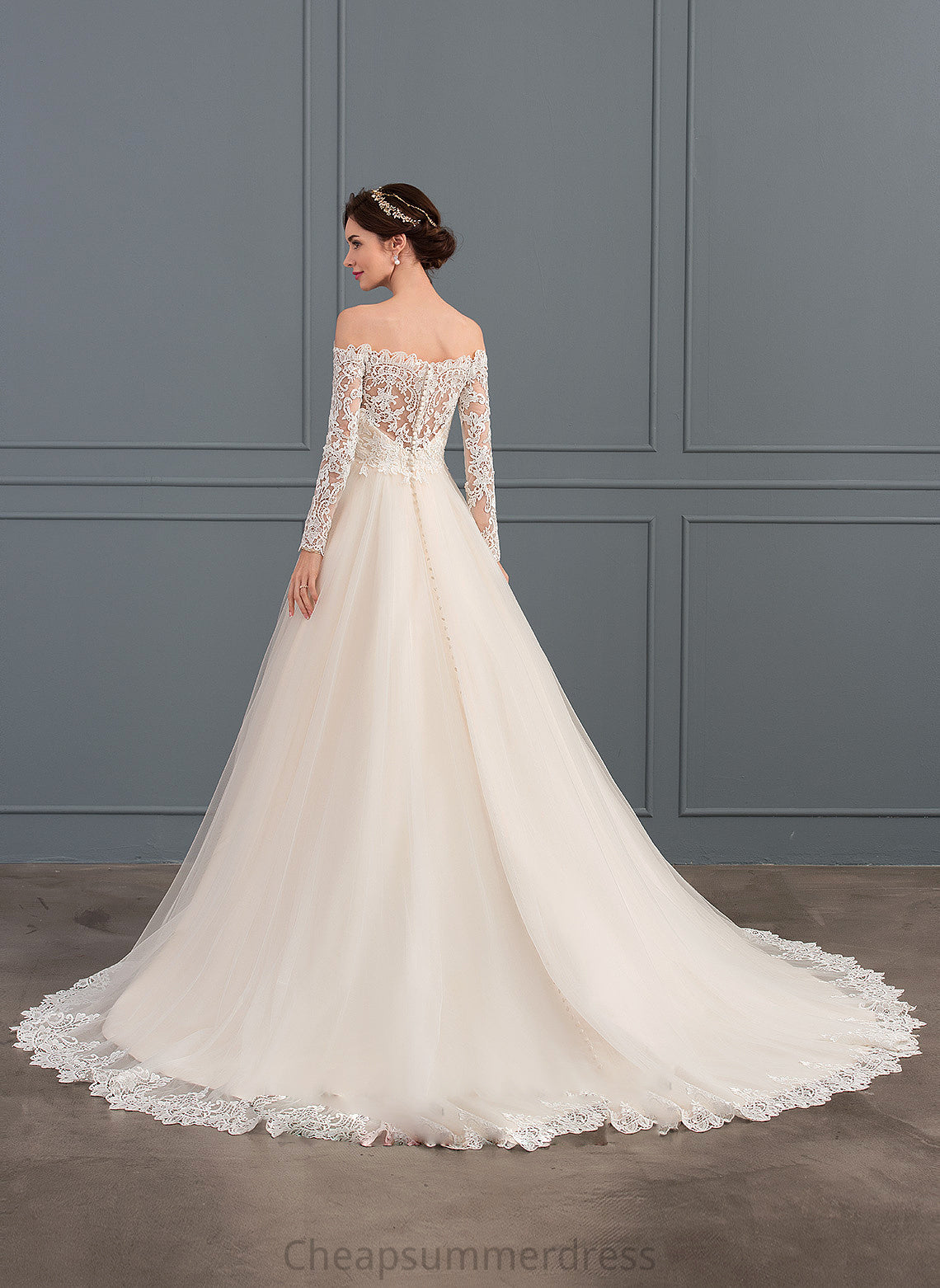 Wedding Tulle Dress Lace Wedding Dresses Chapel Train Kiera Ball-Gown/Princess