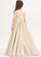 Satin Scoop Lace Neck Floor-Length Brynn Junior Bridesmaid Dresses Ball-Gown/Princess