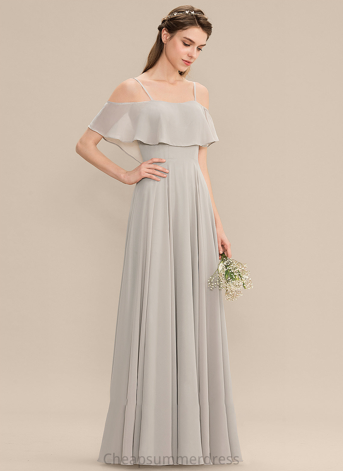 Length A-Line Silhouette Fabric Off-the-Shoulder Floor-Length Neckline Straps Alexia A-Line/Princess Floor Length Sleeveless