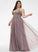 Floor-Length Prom Dresses With Tulle Lace Crystal Sequins Beading Ball-Gown/Princess V-neck Front Split