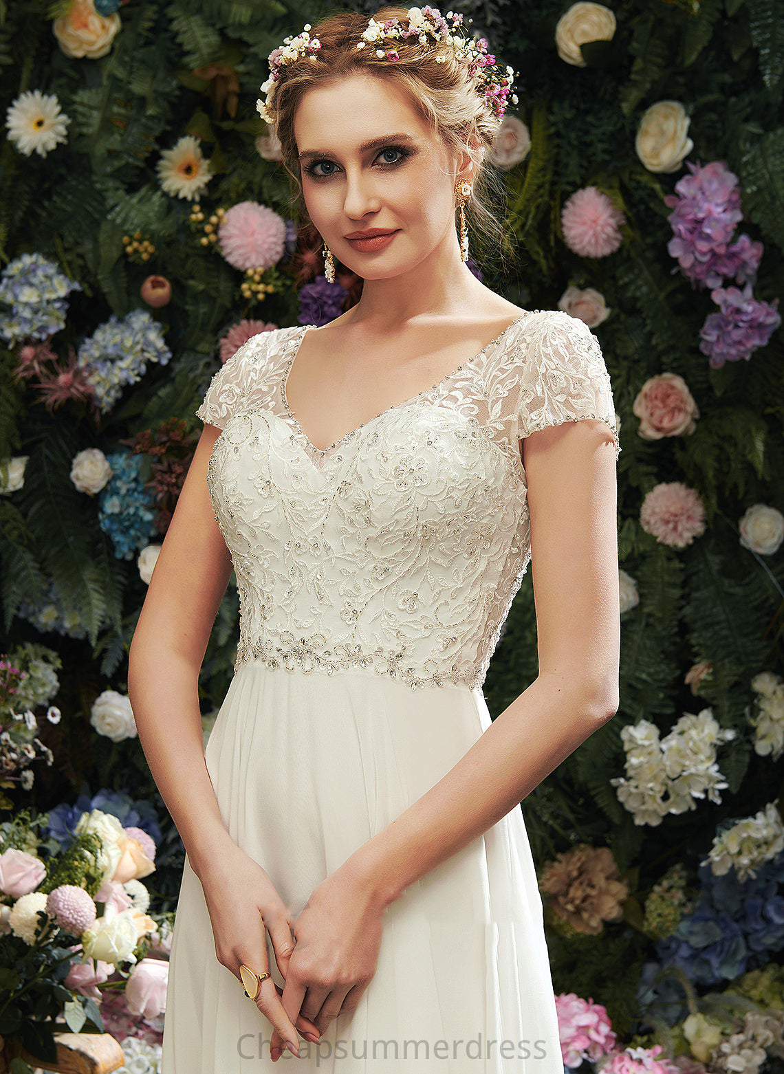 Sequins A-Line Lace Floor-Length Shyanne Dress Wedding Dresses Beading With V-neck Wedding