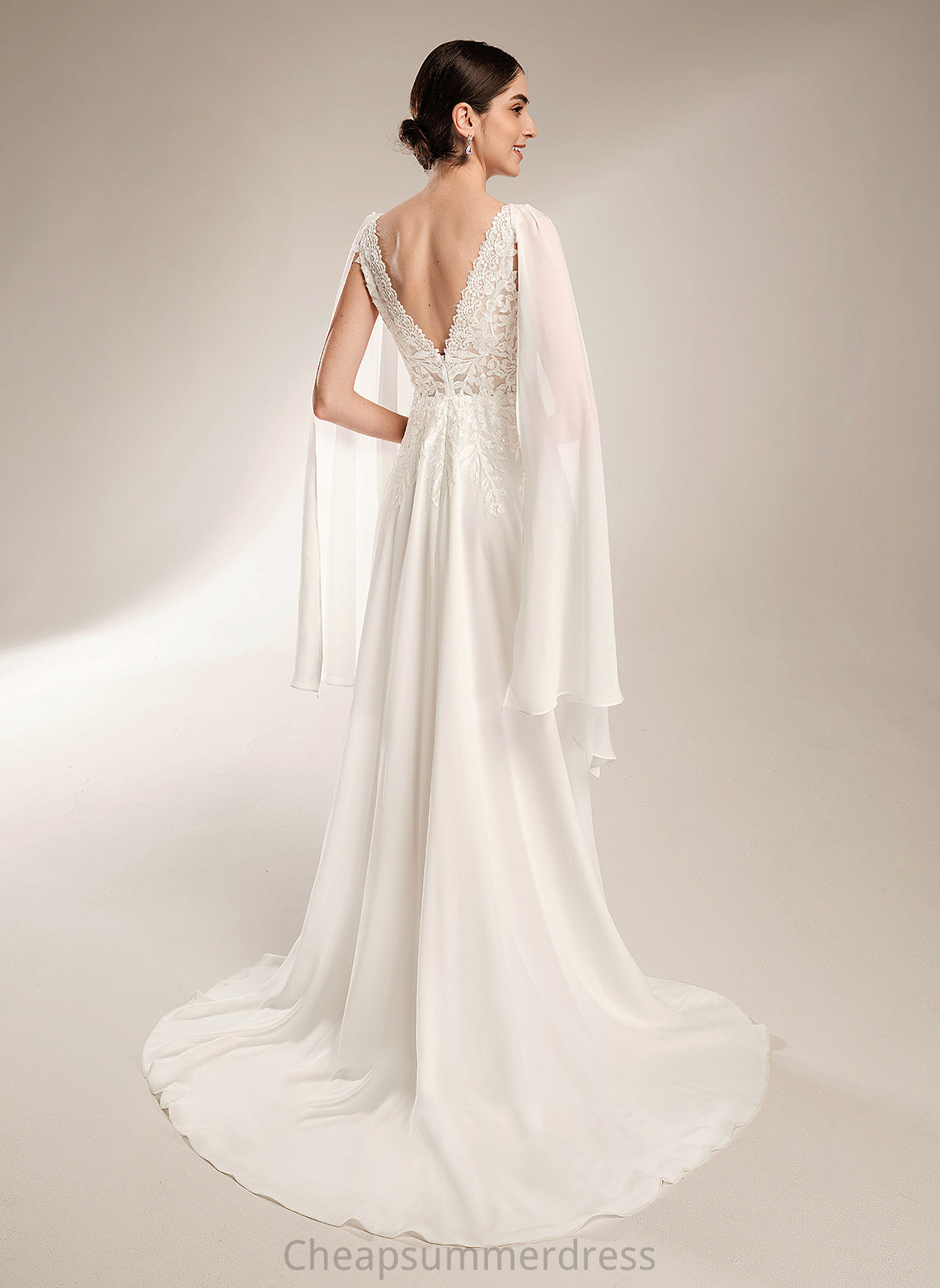 Taylor Train A-Line Court Dress With Sequins Wedding Wedding Dresses V-neck