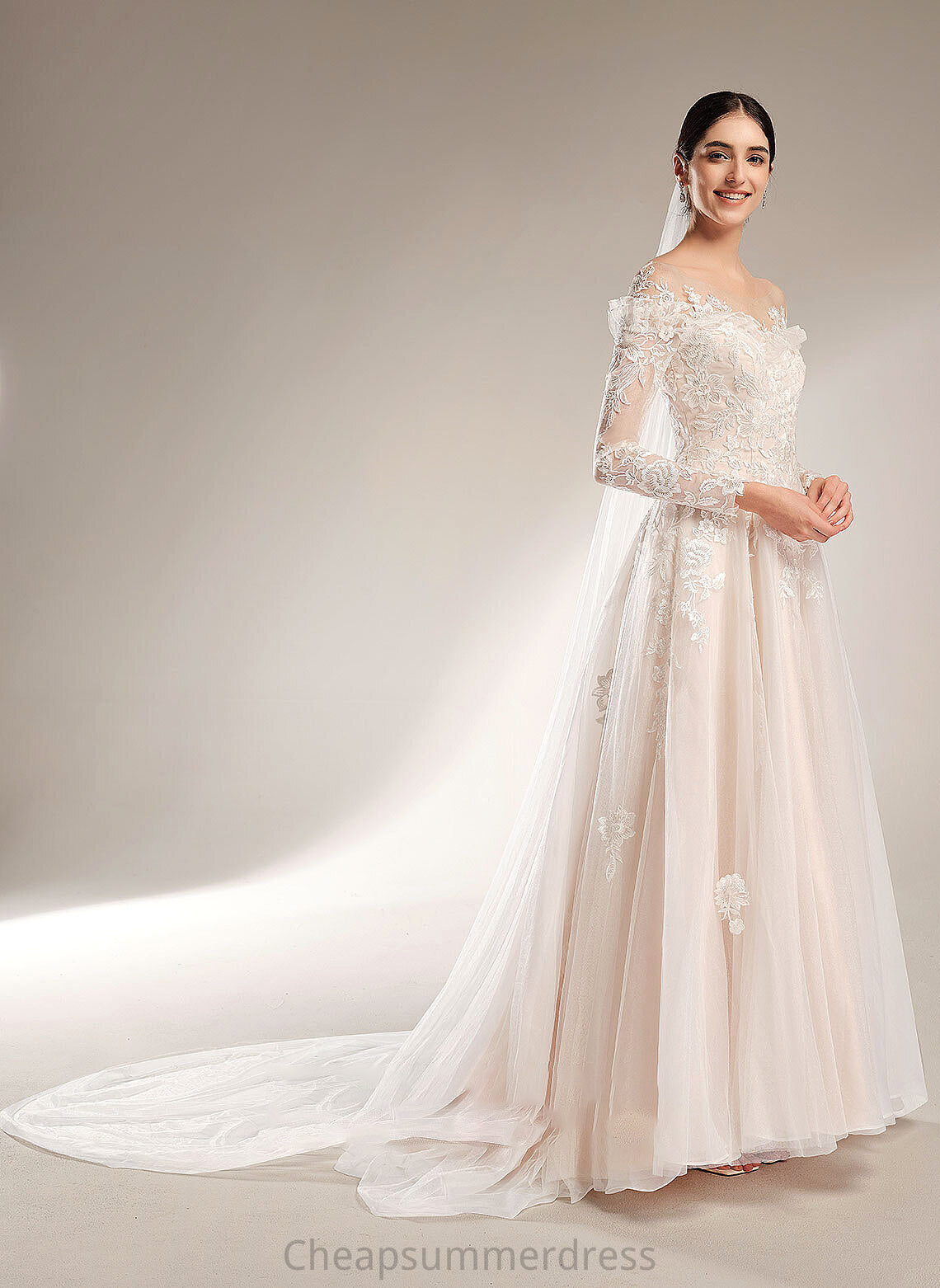 Ball-Gown/Princess Train Sequins Court Off-the-Shoulder Lindsey Wedding Wedding Dresses Dress With