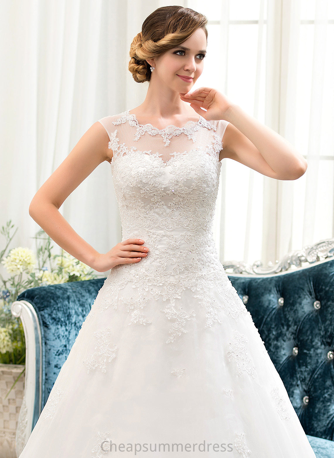 With Wedding Dresses Wedding Sequins Ball-Gown/Princess Dress Beading Deja Organza Sweep Tulle Train Illusion