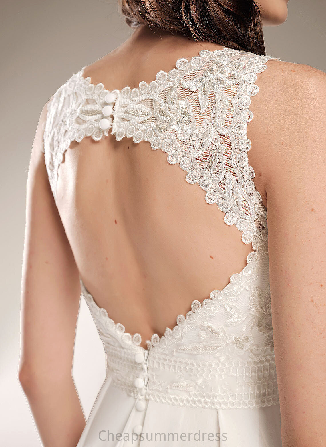 Kaylah A-Line Asymmetrical Wedding Dresses Neck Wedding Dress Scoop