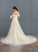 Adrianna Wedding Ruffle Court Lace Wedding Dresses Tulle Ball-Gown/Princess Dress Train Off-the-Shoulder With