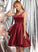 Cascading Square A-Line Bow(s) Ruffles Knee-Length Prom Dresses Skyla With Satin Neckline