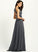 Neckline Ruffle Silhouette Floor-Length A-Line Fabric Sequins Beading Embellishment Halter Length Dahlia
