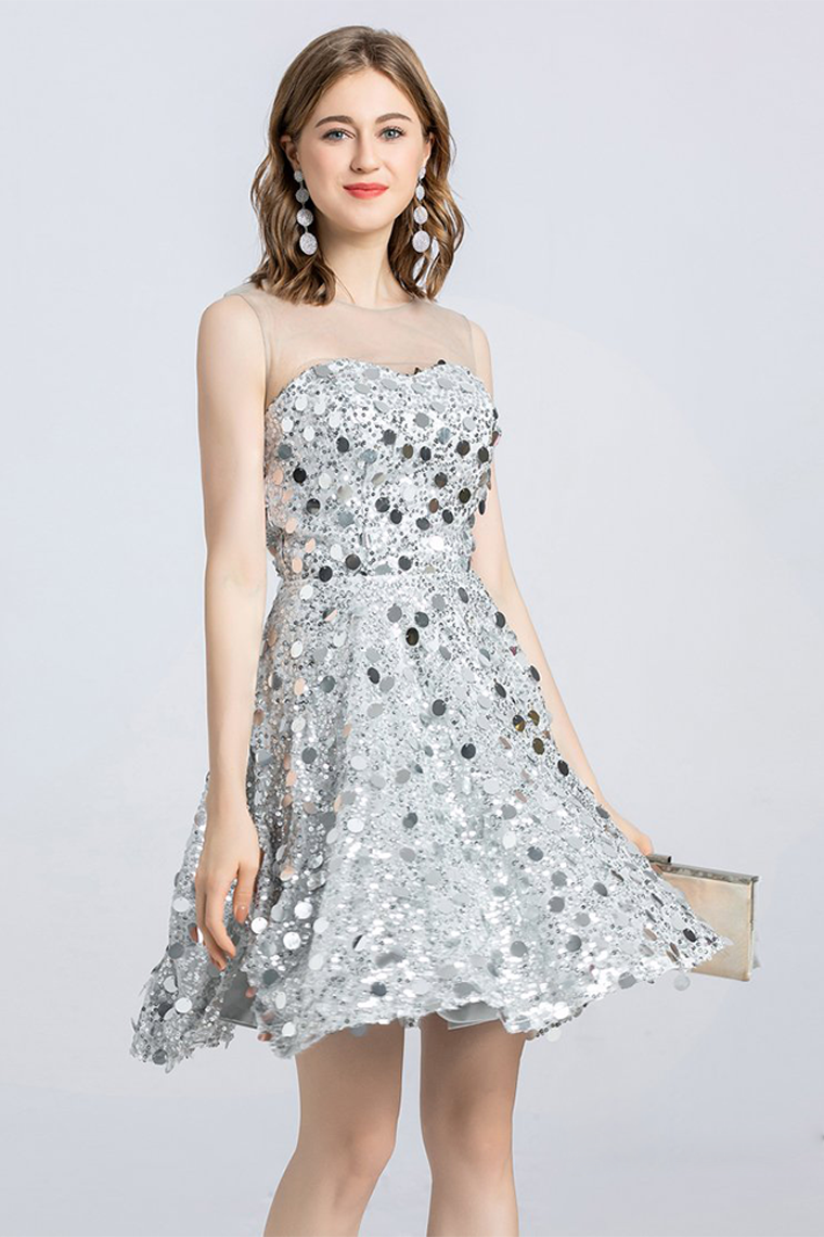 Shyanne Homecoming Dresses Lace Sleeveless Jewel Sequins Mini