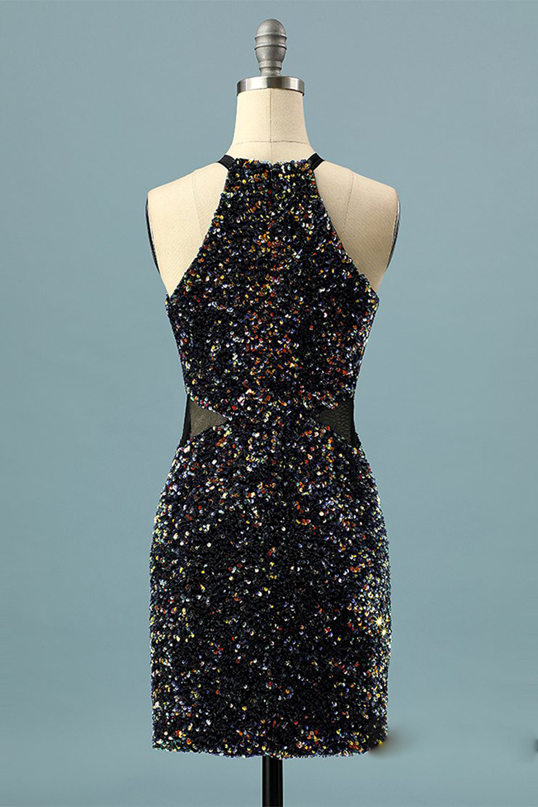 Glitter Tess Homecoming Dresses Sequin Halter