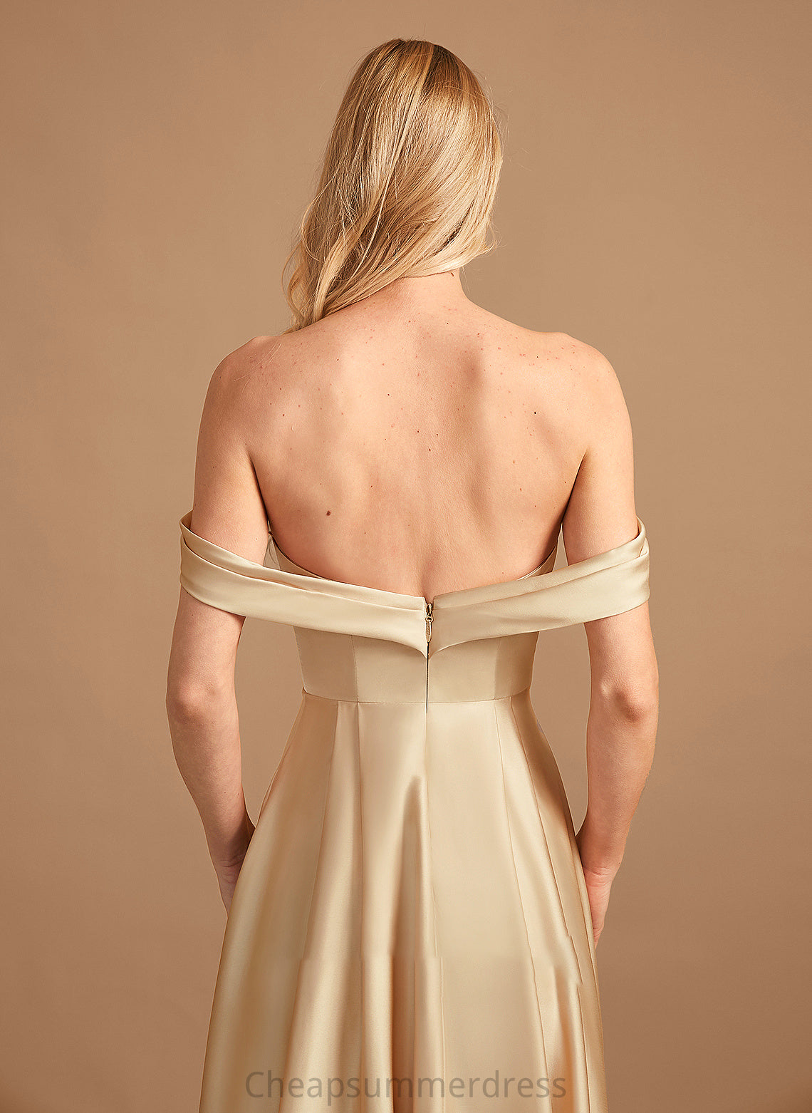 Pockets Embellishment Off-the-Shoulder Neckline Silhouette Floor-Length Fabric A-Line SplitFront Length Maia Floor Length