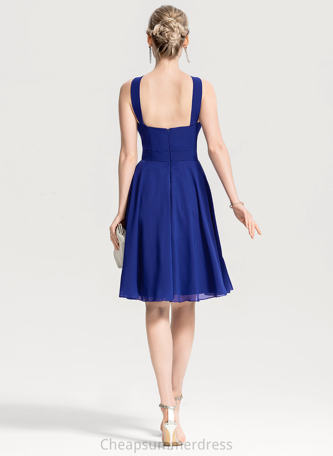 V-neck Neckline Length Fabric A-Line Silhouette Knee-Length Sleeve Emma Sleeveless Scoop Floor Length
