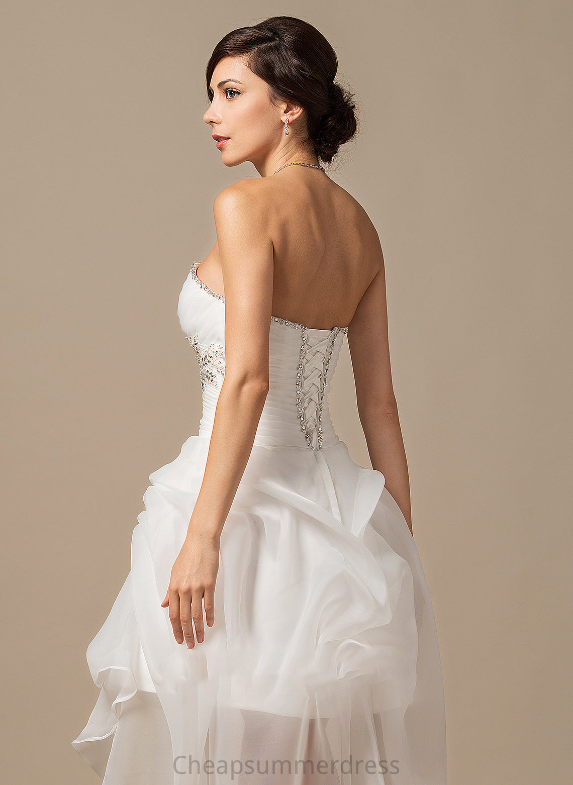 Ruffle A-Line Sweetheart With Wedding Dresses Dress Beading Athena Wedding Sequins Organza Asymmetrical