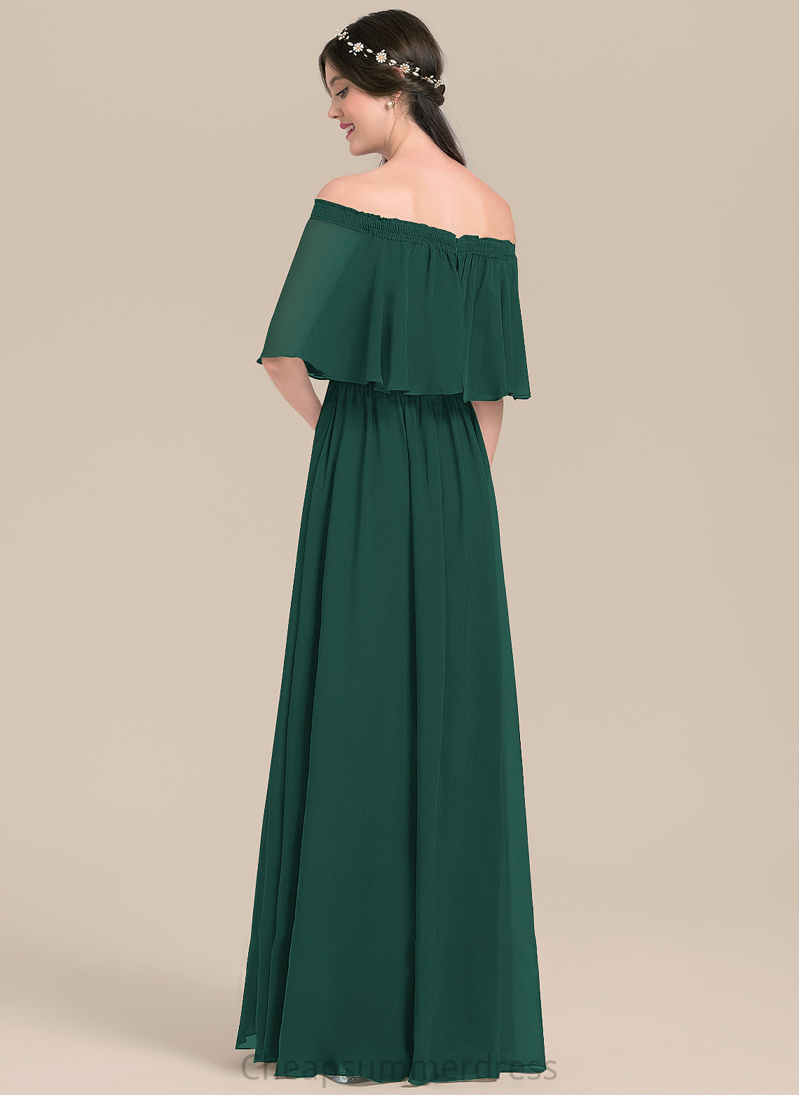Silhouette A-Line Length Floor-Length SplitFront Fabric Embellishment Off-the-Shoulder Neckline Armani A-Line/Princess Spaghetti Staps