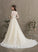Ball-Gown/Princess Chapel Wedding Dresses Sequins Beading With V-neck Train Wedding Tulle Dress Angie