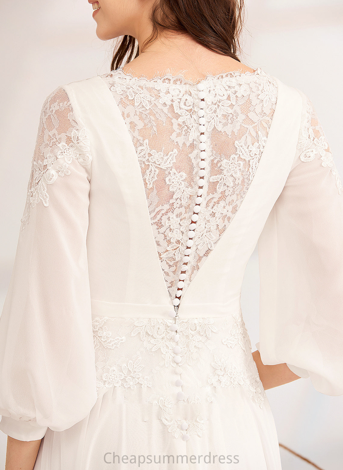 Lace A-Line Wedding V-neck Clare Floor-Length Wedding Dresses Dress With