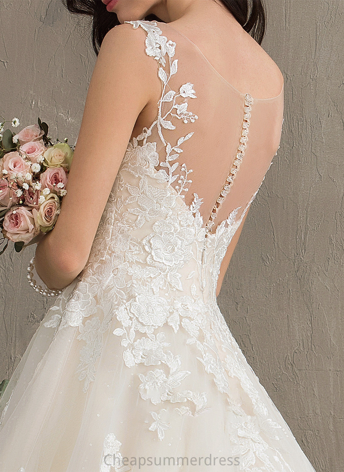 Wedding Dress Train Saniyah Court Illusion Ball-Gown/Princess Wedding Dresses Tulle