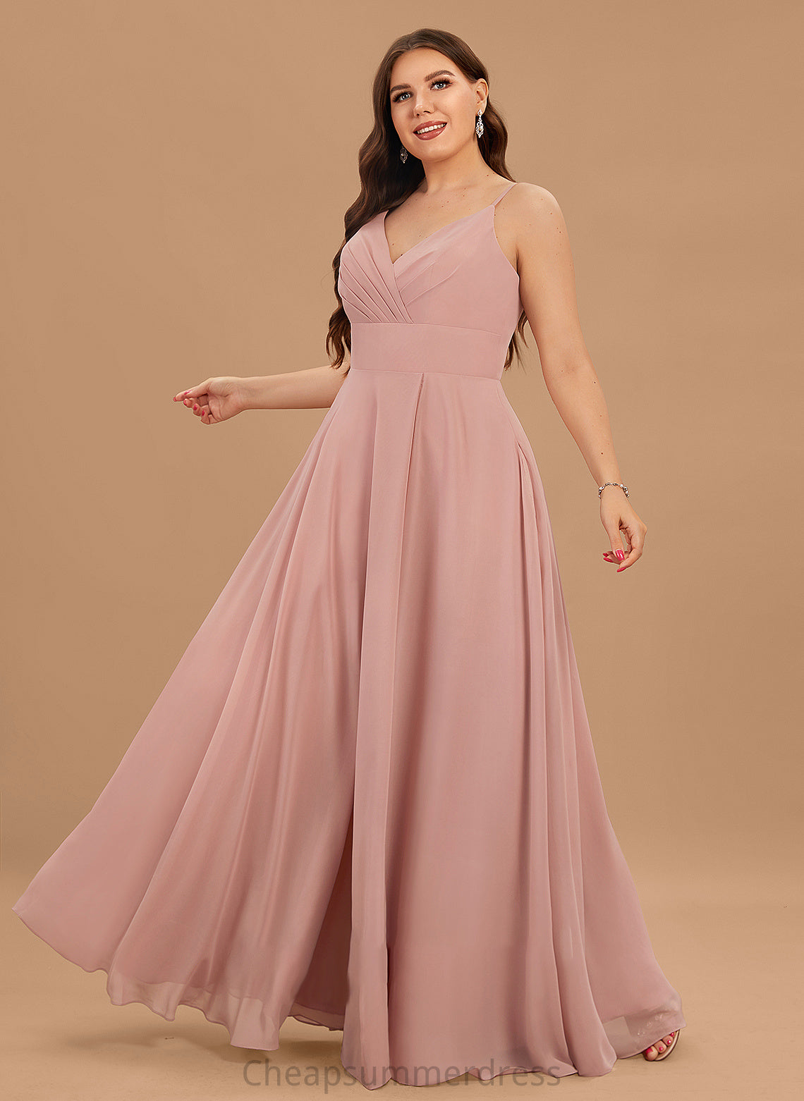 Prom Dresses Chiffon With Ruffle Kaitlin V-neck A-Line Pockets Floor-Length