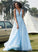 Alejandra Sweep Prom Dresses Beading Tulle Train With Lace V-neck Ball-Gown/Princess