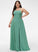 Floor-Length Front Square Split Pockets Prom Dresses A-Line Liberty With Chiffon Neckline