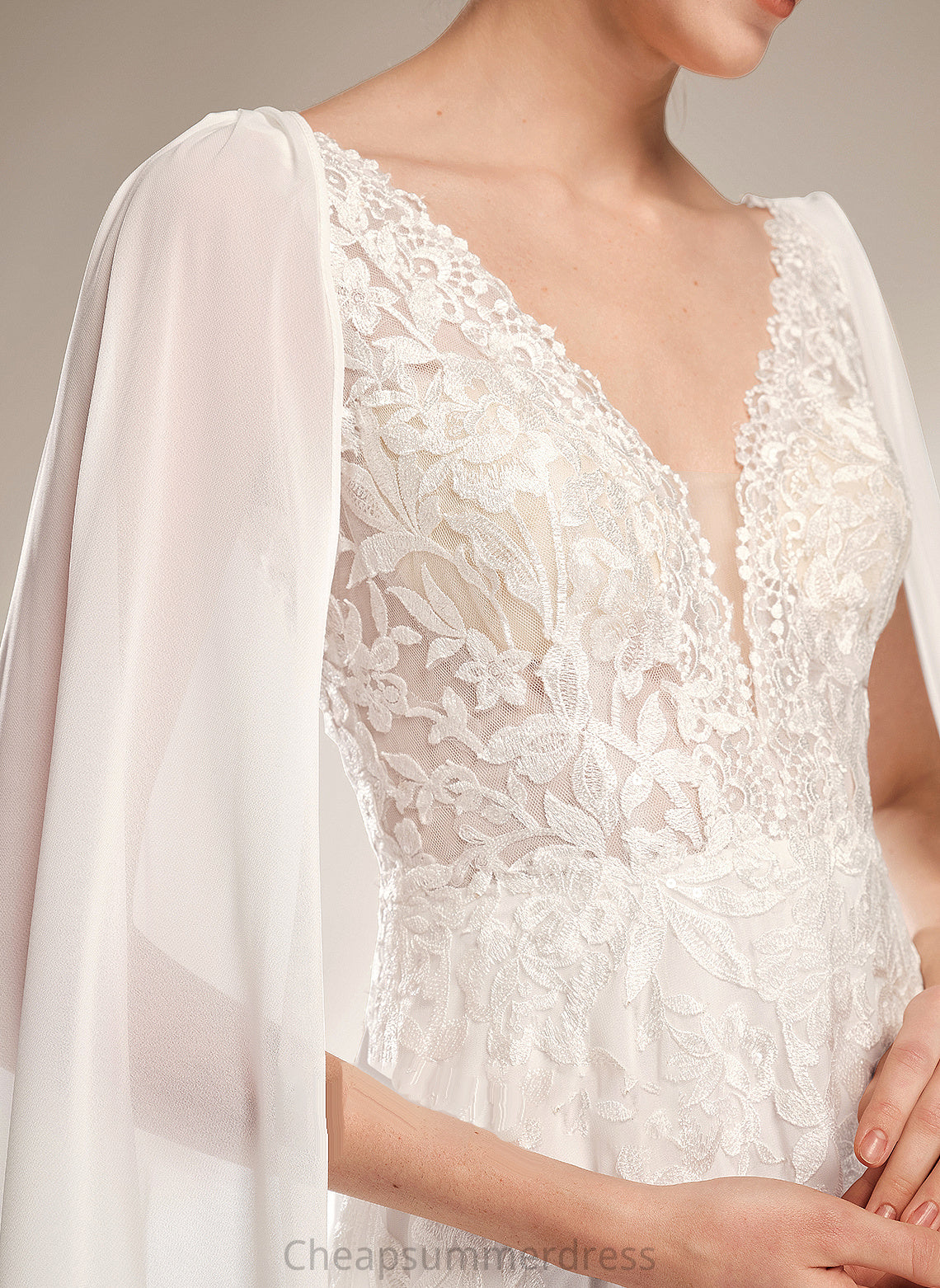 Taylor Train A-Line Court Dress With Sequins Wedding Wedding Dresses V-neck