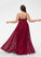 V-neck Prom Dresses A-Line Front Chiffon Floor-Length Sequins Split Lace Martha With