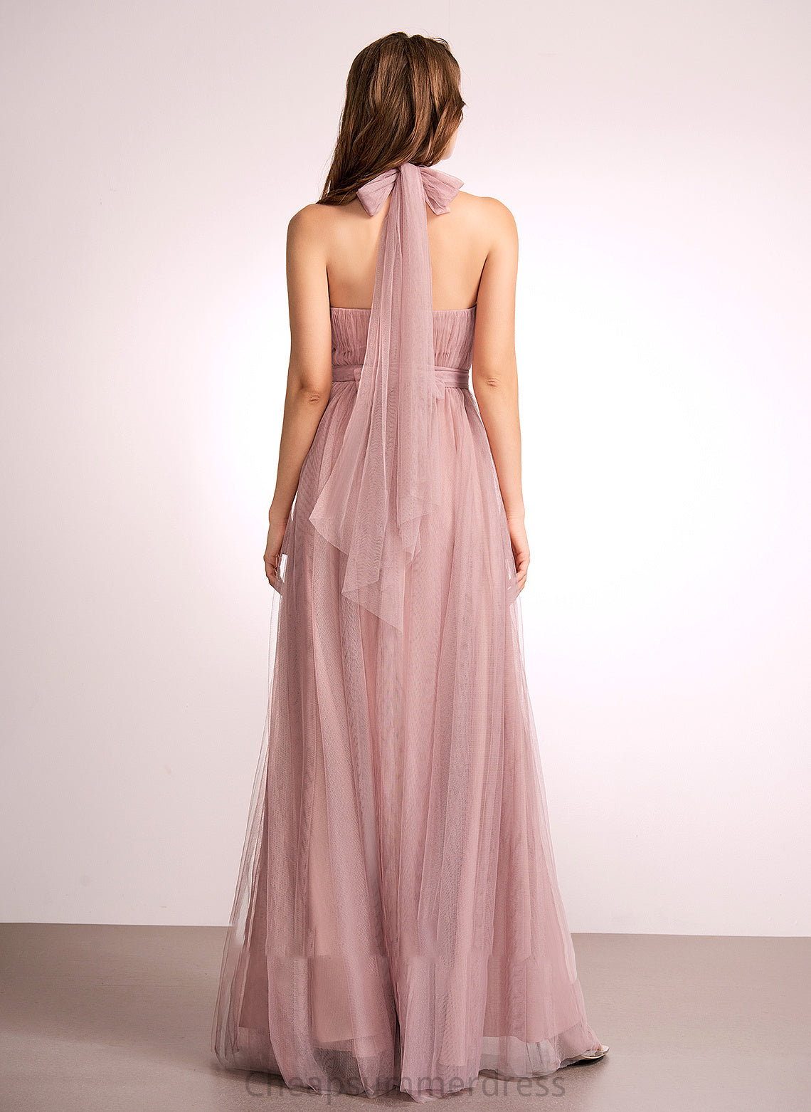 Fabric Tulle Silhouette A-Line Off-the-Shoulder Length Neckline Floor-Length V-neck One-Shoulder Straps Ingrid