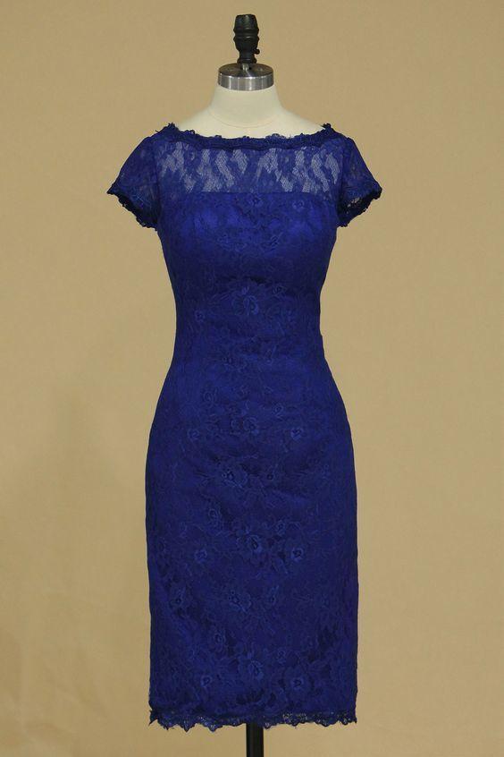 Paola Lace Royal Blue Homecoming Dresses Mermaid Short With CD10410