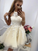 Champagne Tulle Homecoming Dresses A Line Lace Vivian Short CD10580