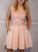 A-Line Short Satin Camryn Pink Homecoming Dresses With Applique CD1106
