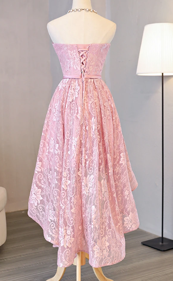 Homecoming Dresses Kaitlin Lace Pink Cute High Low CD11468