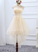 Light Champagne High Low Homecoming Dresses Kamari Tulle Layers CD11644