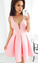 SIMPLE PINK SATIN SHORT DRESS PINK Carissa Homecoming Dresses CD11707