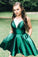 Cute Josie Homecoming Dresses Short Hunter Green With Pockets CD11717