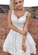 Cute V Neck Short Ariel Homecoming Dresses Lace White CD11741