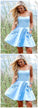 A-Line Short Sherlyn Satin Homecoming Dresses Light Blue CD11824
