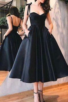 Straps Black Pearl Homecoming Dresses Short Dresses With Pockets CD11825
