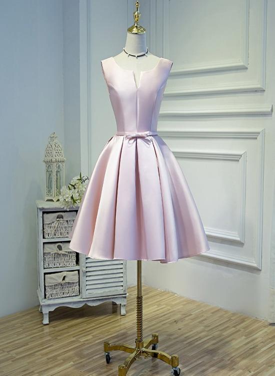 Short Knee Length Giana Satin Homecoming Dresses Pink CD12068