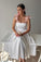 White Short Party Dress Jeanie Satin Homecoming Dresses White CD12807