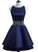 Navy Blue Layers Cross Homecoming Dresses Sarahi Satin Back CD13148