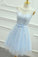 Short Homecoming Dresses Lace Kaylin Blue Formal Graduation CD13185