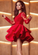 Long Sleeves Red Formal Pearl Homecoming Dresses Lace Graduation CD13224