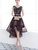 Homecoming Dresses Jacqueline Adorable Black Floral High Low CD13256
